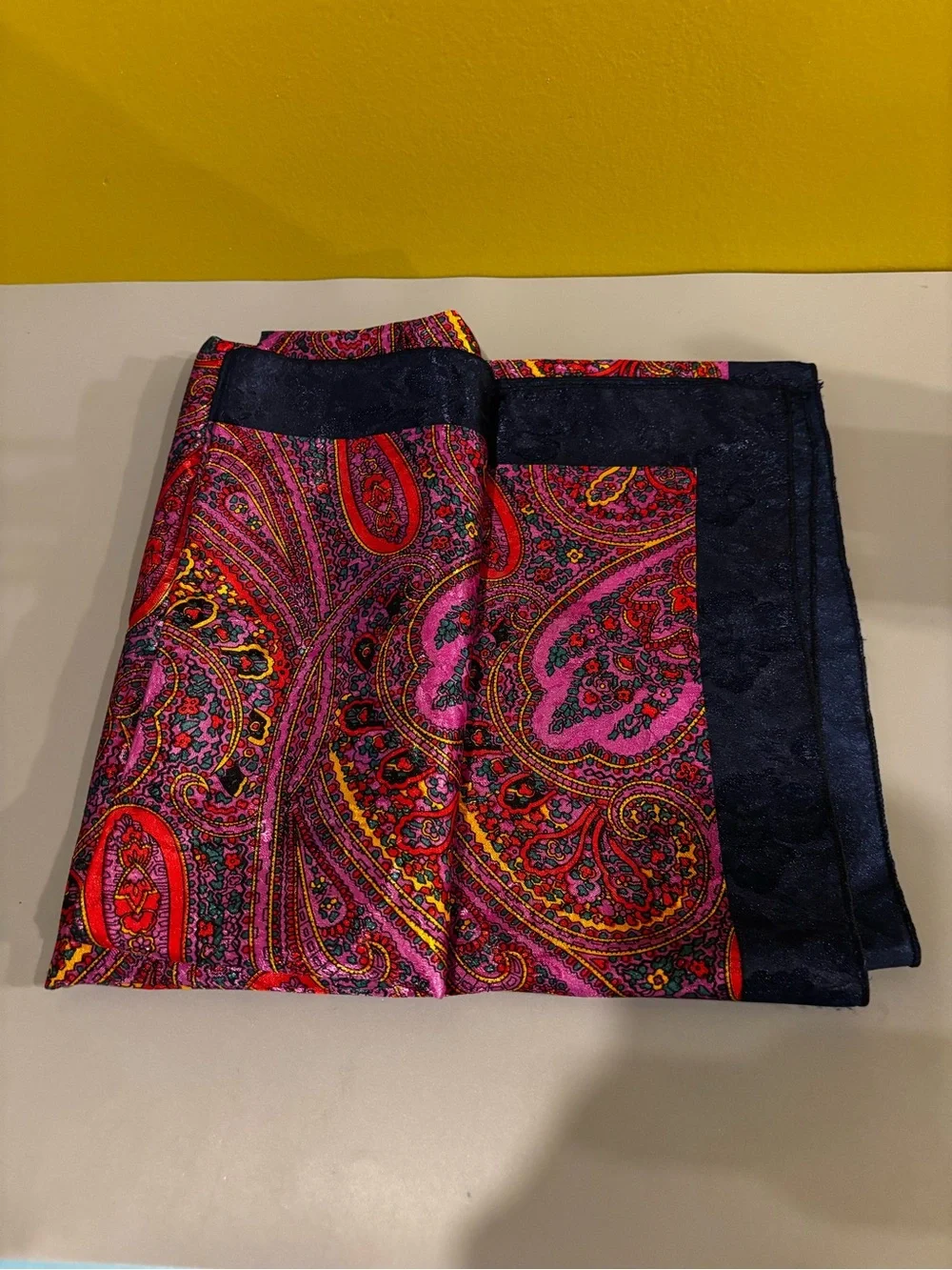 Vibrant Pink Red Paisley square scarf